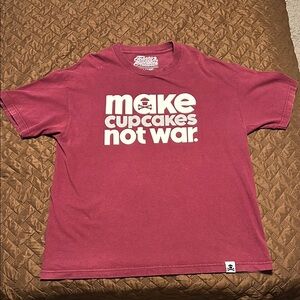 Johnny Cupcakes Maroon Tee - Make Cupcakes Not War